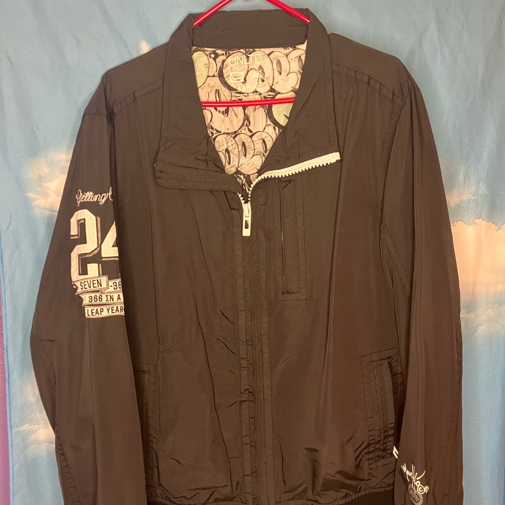 VINTAGE Y2K Ecko Unltd Track Jacket Men Large Black Graffiti Spray Reversible